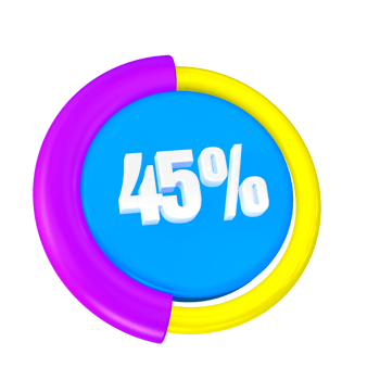 45 Percentage Progress 3D Icon png