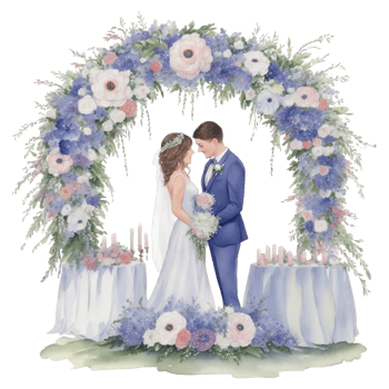 Wedding couple in a romantic arch with flowers Al Generative png