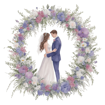 Wedding couple in a romantic arch with flowers Al Generative png