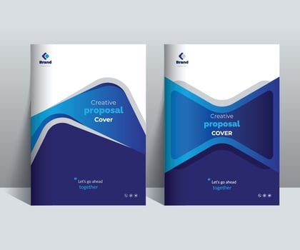 Blue Creative Proposal Cover Design Template adept for Multipurpose Projects such as annual reports, brochures, corporate events, covers and etc. vector