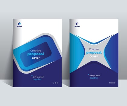 Blue Creative Proposal Cover Design Template adept for Multipurpose Projects such as annual reports, brochures, corporate events, covers and etc. vector