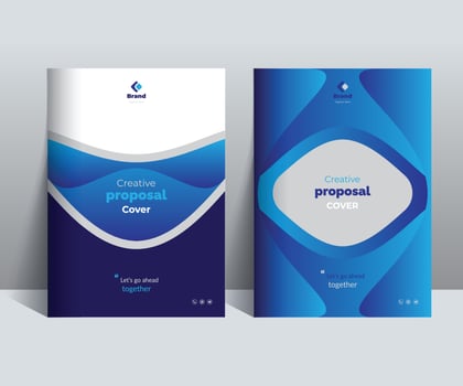 Blue Creative Proposal Cover Design Template adept for Multipurpose Projects such as annual reports, brochures, corporate events, covers and etc. vector