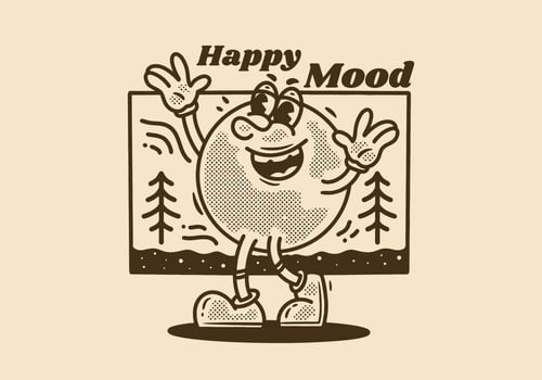 Vintage style illustration of happy character vector