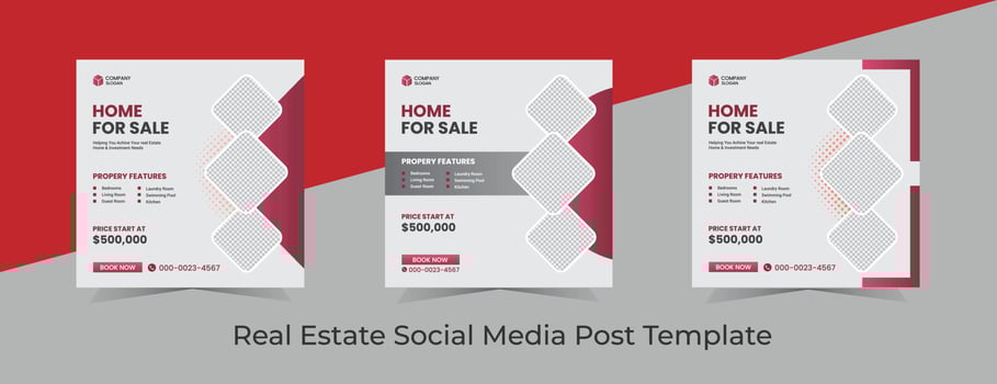 Real Estate Social Media Post Template Bundle vector