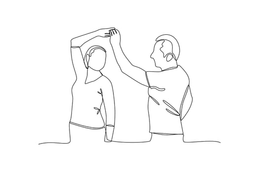 Continuous one-line drawing grandparents romantic dance. Grandparent day concept. Single line drawing design graphic vector illustration