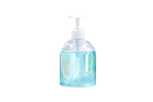 Alcohol gel in a clear plastic pump bottle, protection against germs, epidemics, isolated on transparent background, PNG File
