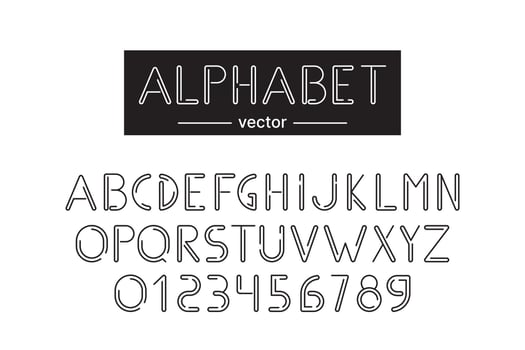 Vector stylized abstract modern font and alphabet