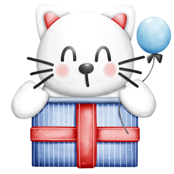 Cat in a gift box watercolor element png