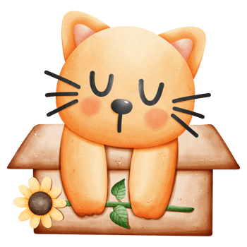 Cat in a box watercolor element png
