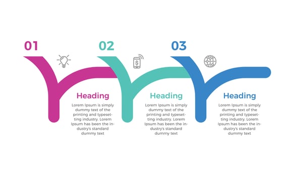 Business data visualization. Presentation business infographic template with 3 options or steps. Can be used for process, presentations, layout, banner, info graph vector