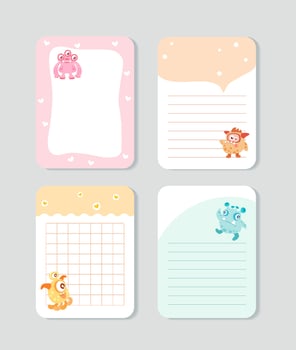 Cute Monsters Clip Art, Banner collection,note clip art perfect for invitations, blog, web design, graphic design, printed paper items, scrapbooking vector