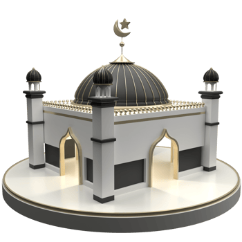 Islamic 3d mosque background in high quality render with transparent background png