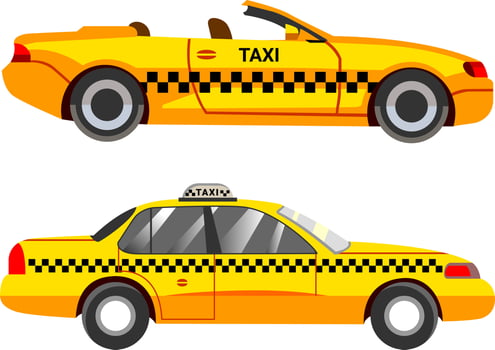 Luxury taxi service yellow sport car side view vector