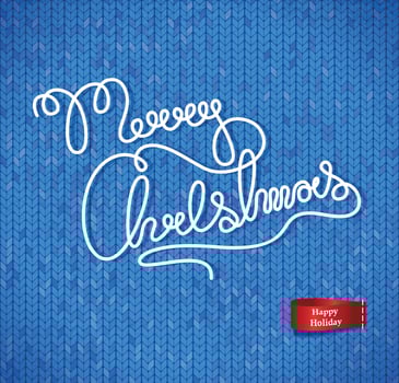 Christmas and new year background on blue knitting. vector