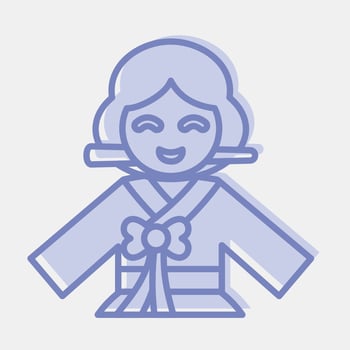 Icon south korean woman. South Korea elements. Icons in two tone style. Good for prints, posters, logo, advertisement, infographics, etc. vector