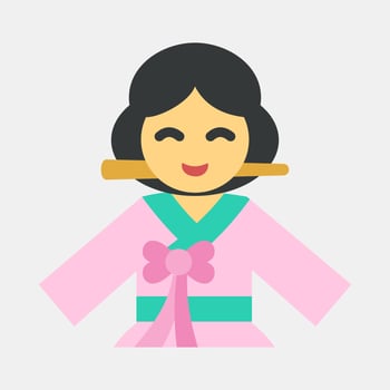 Icon south korean woman. South Korea elements. Icons in flat style. Good for prints, posters, logo, advertisement, infographics, etc. vector