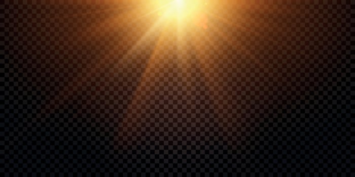 Warm light rays. Magic lights lens flare, sun flash and lamp flares isolated vector illustration