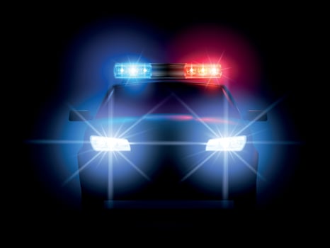 Police car lights. Security sheriff cars headlights and flashers, emergency siren light and secure transport vector illustration