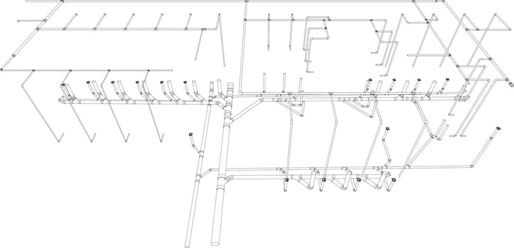 3D illustration of building piping vector