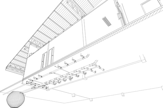 3D illustration of building structure vector