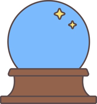 Crystal Ball Icon In Blue And Brown Color. vector