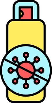 Colorful Antibacterial Spray Bottle Flat Icon. vector
