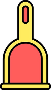 Isolated Dustpan Flat Icon In Red And Yellow Color. vector