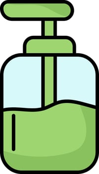 Dispenser Pump Bottle Icon In Green And Blue Color. vector