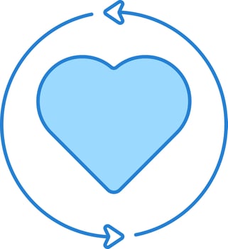 Heart Exchange Or Transfer Icon In Blue Color. vector
