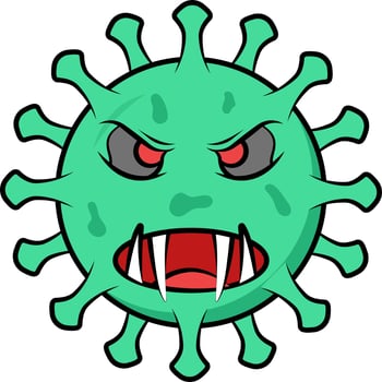 Green Illustration Of Creepy Virus Emoji Face Icon. vector