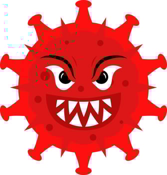 Happy Virus Mascot Red Icon In Flat Style. vector