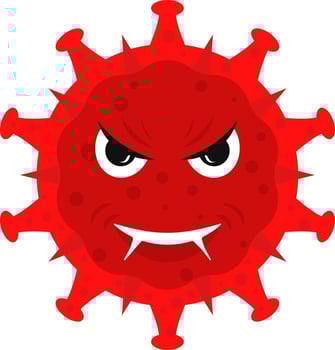 Red Evil Virus Emoji Icon In Flat Style. vector
