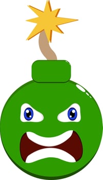 Isolated Colorful Cartoon Face Bomb Firecracker Icon. vector