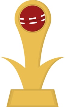 Flat Cricket Ball Trophy Red And Yellow Icon. vector
