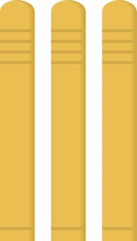 Flat Style Wicket Stick Icon In Yellow Color. vector