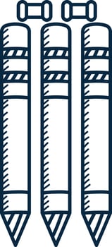 Blue Outline Illustration Of Wicket Stump Icon. vector