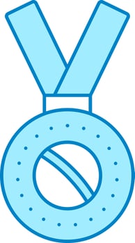 Flat Ball Medal Icon Or Symbol In Blue And White Color. vector
