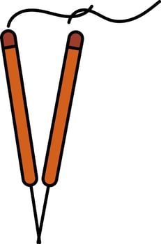 Illustration Of Burning Incense Stick Icon In Flat Style. vector