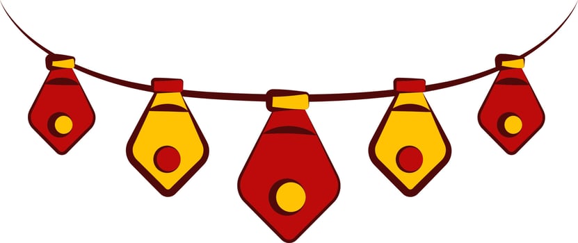Beautiful Hanging Garland Icon In Red And Yellow Color. vector