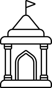 Isolated Hindu Temple Icon In Line Art. vector
