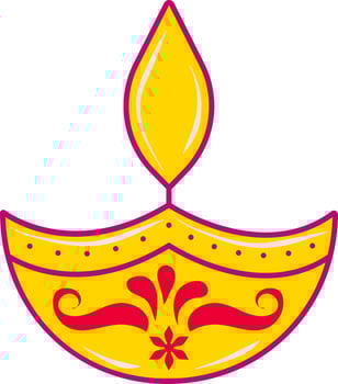 Isolated Colorful Burning Oil Lamp Icon Or Symbol In Flat Style. vector