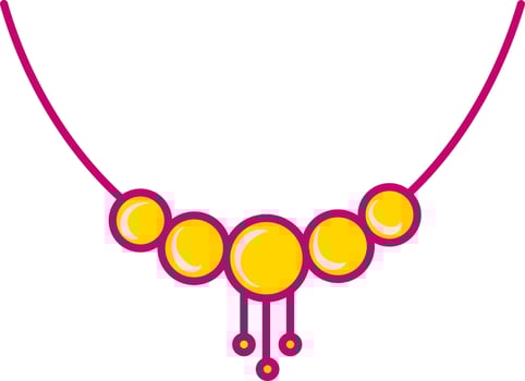 Isolated Necklace Icon In Pink And Yellow Color. vector