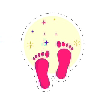 Happy Diwali Greeting Card With Goddess Footprint On Yellow And White Background. vector