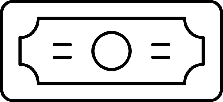 Black Line Art Indian Rupee Banknote Icon Or Symbol. vector
