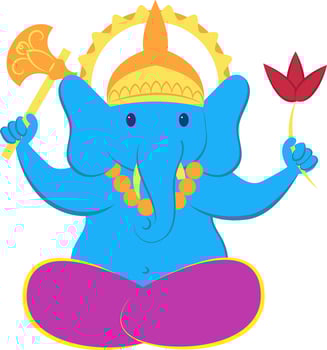 Isolated Lord Ganesha Character Icon Flat Style. vector
