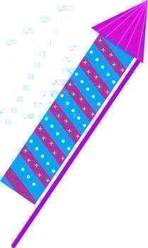 Pink And Blue Firecracker Rocket Flat Icon. vector