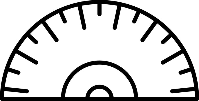 Protractor Icon In Black Line Art. vector