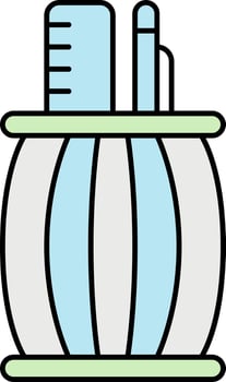 Ruler Scale With Pen In Box Green And Blue Icon. vector