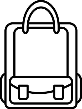 Black Thin Line Art Of Backpack Icon. vector