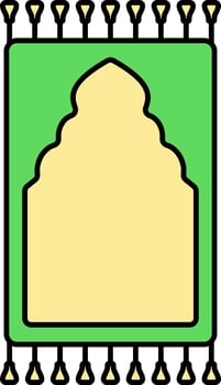 Flat Style Rug Green And Yellow Icon. vector